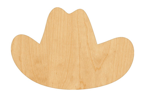 Cowboy Hat 2 Wood Cutout Craft Blank, Unfinished Baltic Birch DIY Shape for Crafts and Decor