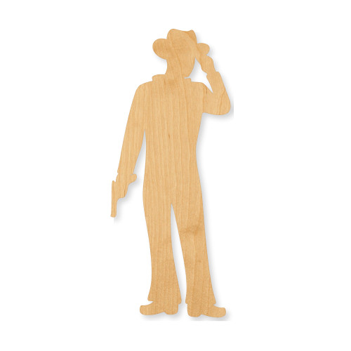 Cowboy Wood Cutout - Unfinished Baltic Birch Craft Shape