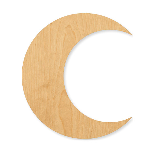 Crescent Moon Wood Cutout - Unfinished Baltic Birch Craft Shape