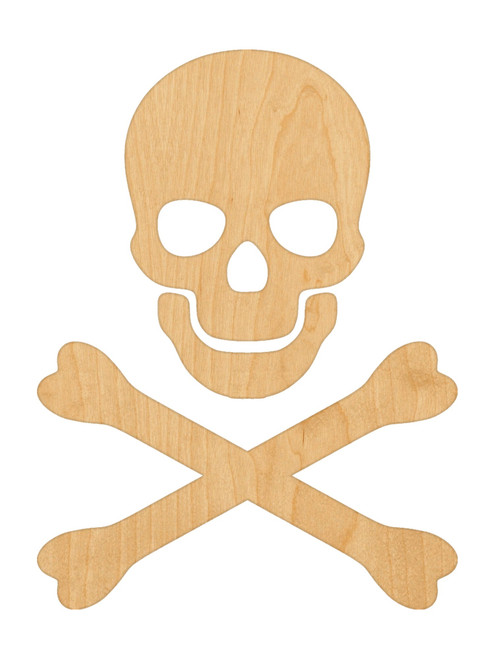 Crossbones Wood Cutout Craft Blank, Unfinished Baltic Birch DIY Shape for Crafts and Decor