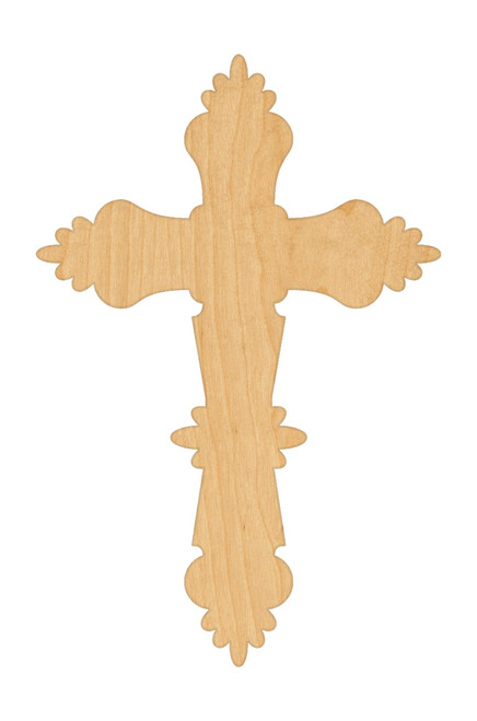 Crucifix Wood Cutout Craft Blank, Unfinished Baltic Birch DIY Shape for Crafts and Decor
