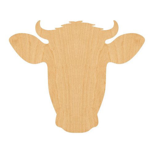 Dairy Cow Head Wood Cutout for Crafts, Unfinished Baltic Birch Craft Shape