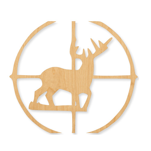 Deer In Scope Wood Cutout - Unfinished Baltic Birch Craft Shape