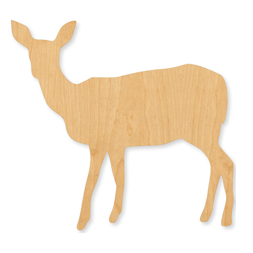 Doe 1 Wood Cutout - Unfinished Baltic Birch Craft Shape