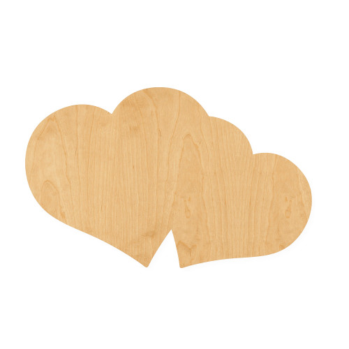 Double Heart 2 Wood Cutout for Crafts, Unfinished Baltic Birch Craft Shape