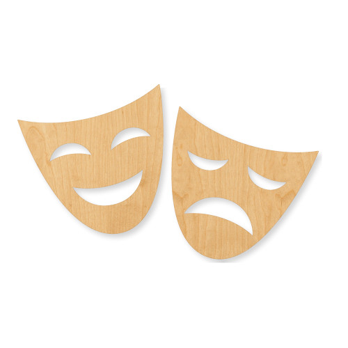 Dramamask Wood Cutout - Unfinished Baltic Birch Craft Shape