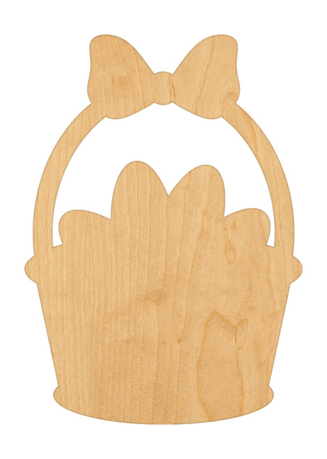 Easter Basket Wood Cutout Craft Blank, Unfinished Baltic Birch DIY Shape for Crafts and Decor