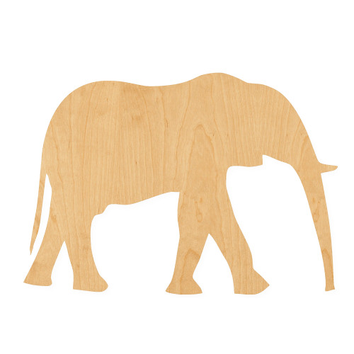 Elephant 2 Wood Cutout for Crafts, Unfinished Baltic Birch Craft Shape