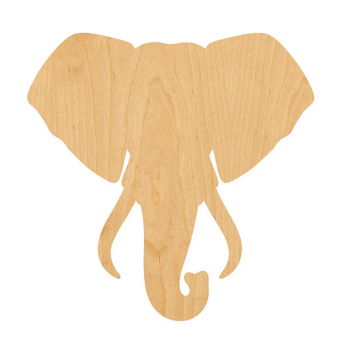 Elephant Head Wood Cutout for Crafts, Unfinished Baltic Birch Craft Shape