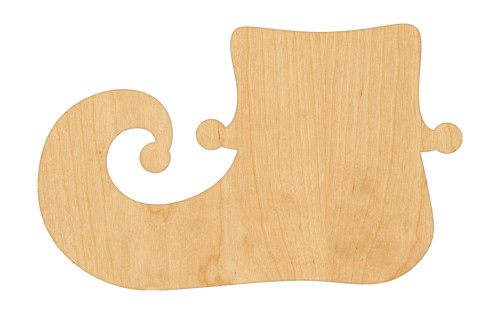 Elf Shoe Wood Cutout Craft Blank, Unfinished Baltic Birch DIY Shape for Crafts and Decor