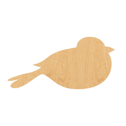 Fat Bird Wood Cutout for Crafts, Unfinished Baltic Birch Craft Shape