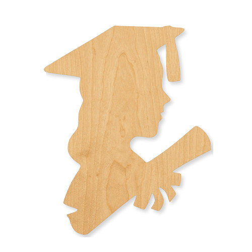 Female Graduate 1 Wood Cutout - Unfinished Baltic Birch Craft Shape