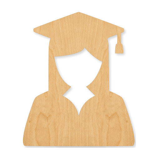 Female Graduate 2 Wood Cutout - Unfinished Baltic Birch Craft Shape