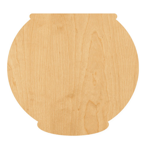 Fish Bowl Wood Cutout for Crafts, Unfinished Baltic Birch Craft Shape