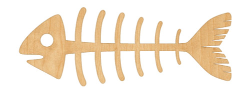 Fish Skeleton Wood Cutout Craft Blank, Unfinished Baltic Birch DIY Shape for Crafts and Decor