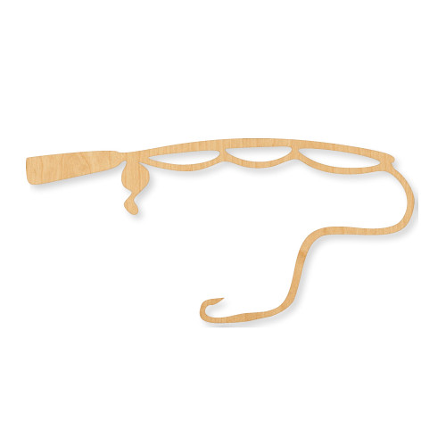 Fishing Pole Wood Cutout - Unfinished Baltic Birch Craft Shape