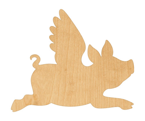 Flying Pig Wood Cutout Craft Blank, Unfinished Baltic Birch DIY Shape for Crafts and Decor