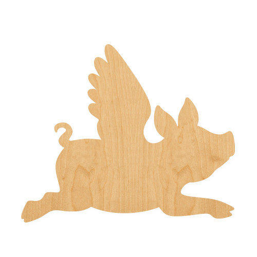 Flying Pig Wood Cutout for Crafts, Unfinished Baltic Birch Craft Shape