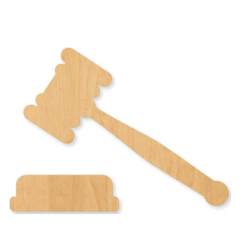 Gavel Wood Cutout - Unfinished Baltic Birch Craft Shape