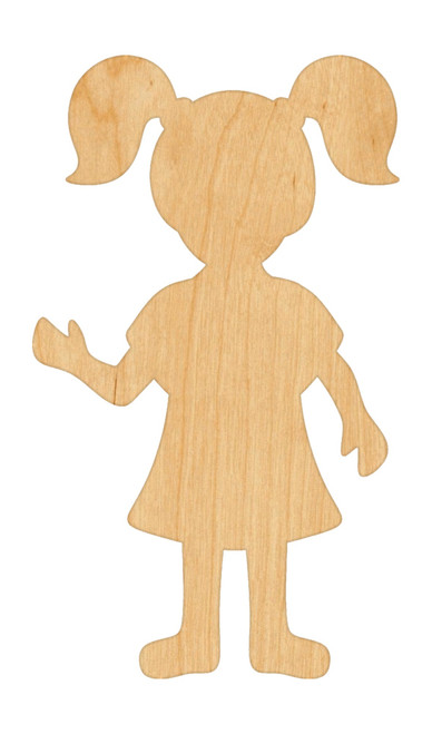 Girl Wood Cutout Craft Blank, Unfinished Baltic Birch DIY Shape for Crafts and Decor