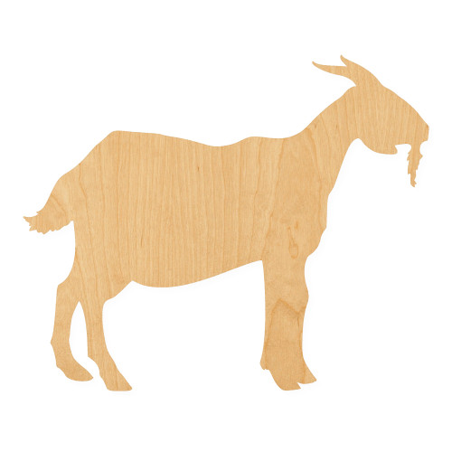 Goat 2 Wood Cutout for Crafts, Unfinished Baltic Birch Craft Shape