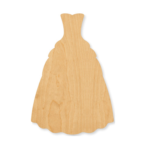 Gown Wood Cutout - Unfinished Baltic Birch Craft Shape