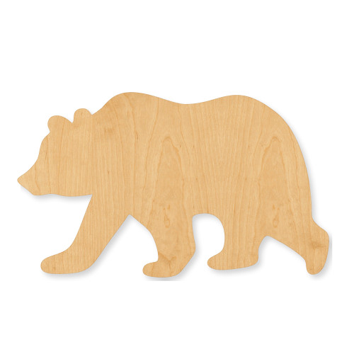 Grizzly Bear Wood Cutout - Unfinished Baltic Birch Craft Shape