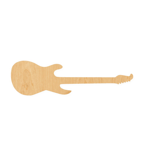 Guitar 2 Wood Cutout for Crafts, Unfinished Baltic Birch Craft Shape
