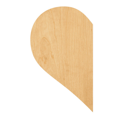 Half Heart Wood Cutout for Crafts, Unfinished Baltic Birch Craft Shape