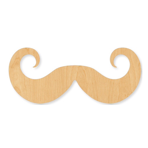 Handlebar Mustache Wood Cutout - Unfinished Baltic Birch Craft Shape