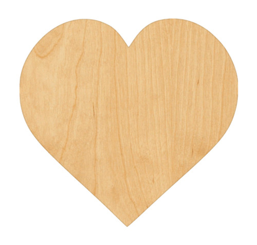 Heart 2 Wood Cutout Craft Blank, Unfinished Baltic Birch DIY Shape for Crafts and Decor