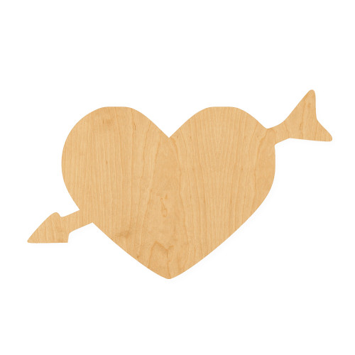 Heart With Arrow Wood Cutout for Crafts, Unfinished Baltic Birch Craft Shape