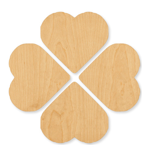 Heartleafclover Wood Cutout - Unfinished Baltic Birch Craft Shape