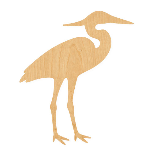 Heron Wood Cutout for Crafts, Unfinished Baltic Birch Craft Shape