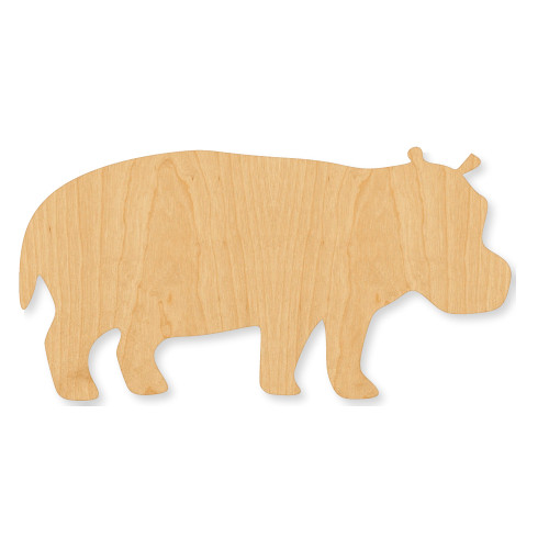 Hippo 2 Wood Cutout - Unfinished Baltic Birch Craft Shape