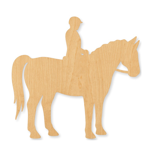 Horse And Rider Wood Cutout - Unfinished Baltic Birch Craft Shape