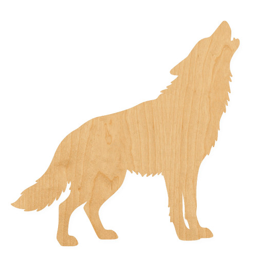 Howling Wolf Wood Cutout for Crafts, Unfinished Baltic Birch Craft Shape
