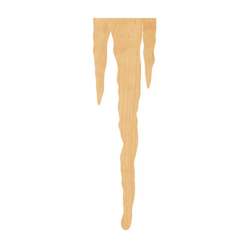 Icicle Wood Cutout for Crafts, Unfinished Baltic Birch Craft Shape