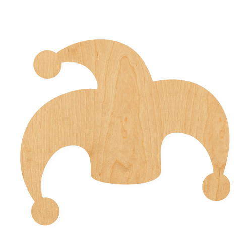 Jester Hat Wood Cutout for Crafts, Unfinished Baltic Birch Craft Shape