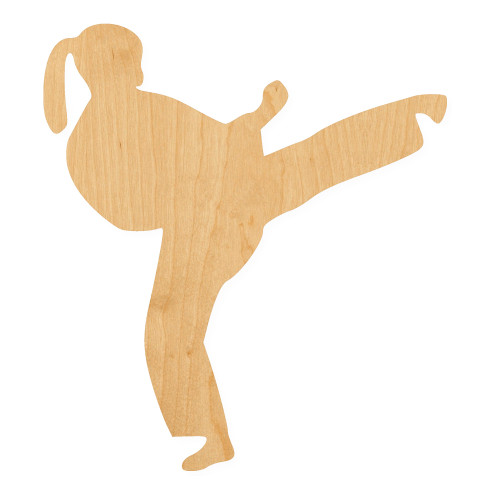 Karate Girl Wood Cutout for Crafts, Unfinished Baltic Birch Craft Shape