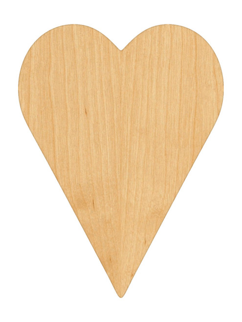Unfinished Long Heart Wood Cutout for Door Hangers, Seasonal Decor and Paint Parties, Baltic Birch Craft Blank