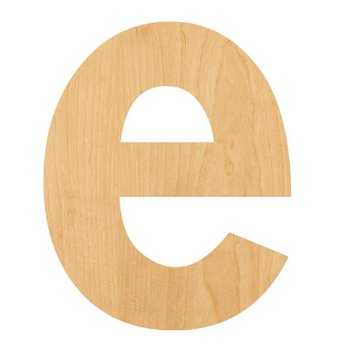 Lowercase Letter E Wood Cutout for Crafts, Unfinished Baltic Birch Craft Shape