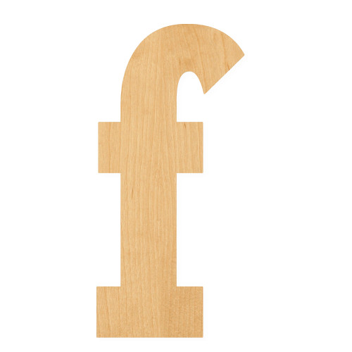 Lowercase Letter F Wood Cutout for Crafts, Unfinished Baltic Birch Craft Shape