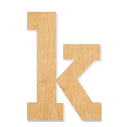 Unfinished Lowercase Letter K Wood Cutout - Unfinished Baltic Birch Craft Shape