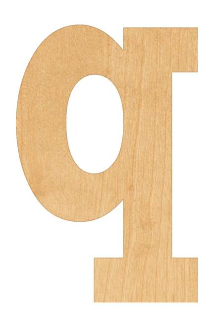 Unfinished Lowercase Letter Q Wood Cutout for Door Hangers, Seasonal Decor and Paint Parties, Baltic Birch Craft Blank