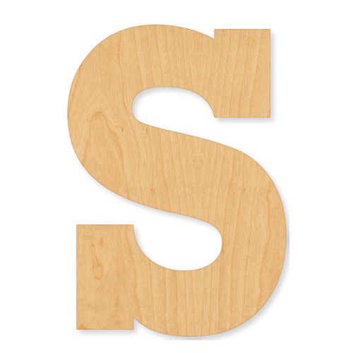 Unfinished Lowercase Letter S Wood Cutout - Unfinished Baltic Birch Craft Shape