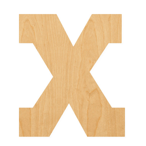 Lowercase Letter X Wood Cutout for Crafts, Unfinished Baltic Birch Craft Shape