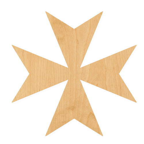 Maltese Cross Wood Cutout for Crafts, Unfinished Baltic Birch Craft Shape