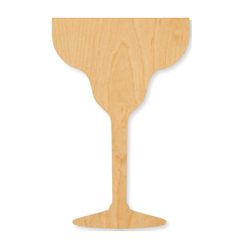 Unfinished Margarita Glass Wood Cutout - Unfinished Baltic Birch Craft Shape