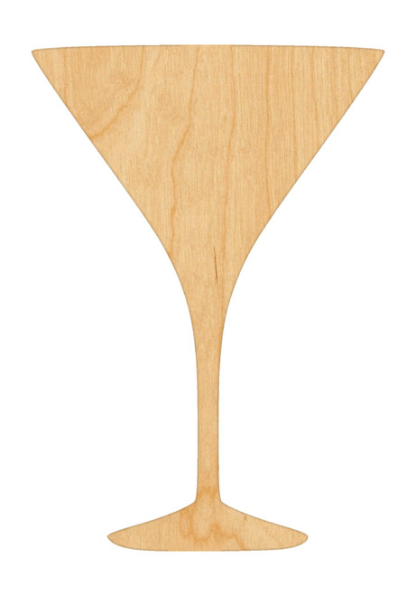 Unfinished Martini Glass 1 Wood Cutout for Door Hangers, Seasonal Decor and Paint Parties, Baltic Birch Craft Blank